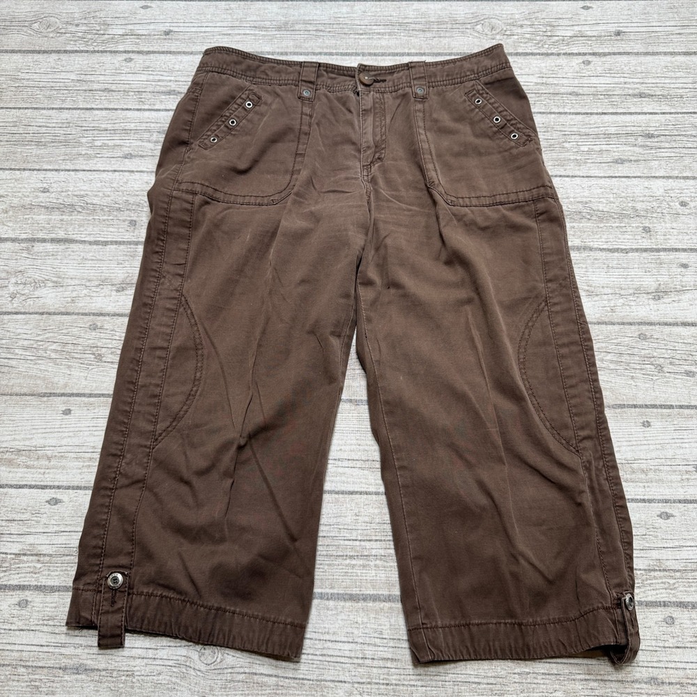 Point Zero Cargo Pants Women's 11/12 Brown Capri Cropped Utility Hiking Outdoor